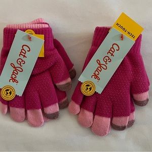 2 NEW Cat & Jack Girls Touchscreen Gloves Tech-Touch Pink Winter Fall Christmas
